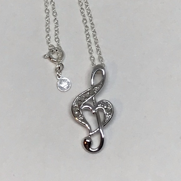 925 Diamond Music Note Necklace - Picture 10 of 10